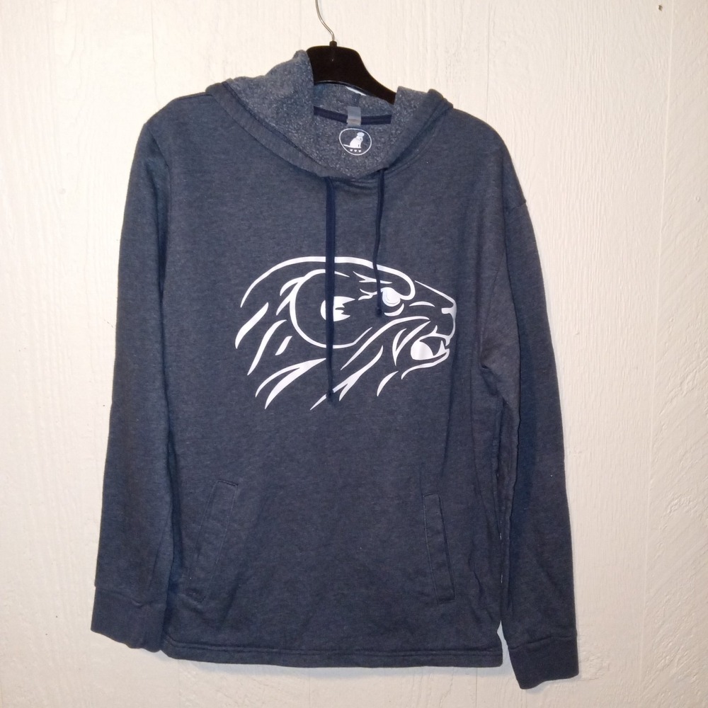 Next Level Hoodie Mens Medium Blue Graphic Cougar Wild Cat Fleece Sweatshirt